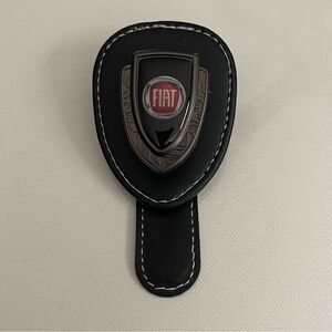 Fiat Sunglass Holder for Car with Logo Black PU Leather NWT